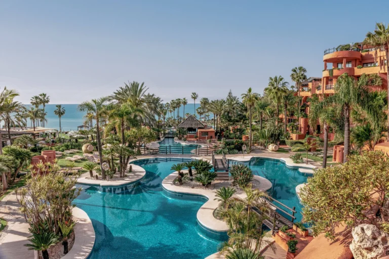 Gran Meliá Don Pepe luxury pools and tropical gardens in Marbella overlooking the sea